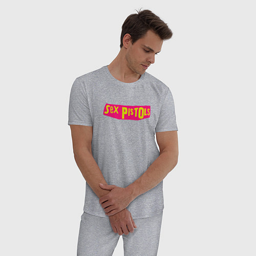 Мужская пижама Sex Pistols Yellow-Pink Logo / Меланж – фото 3