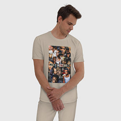 Пижама хлопковая мужская XXXTENTACION Collage, цвет: миндальный — фото 2