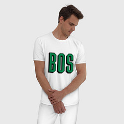 Пижама хлопковая мужская BOS - Boston, цвет: белый — фото 2