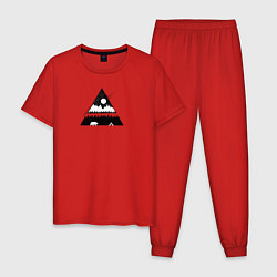 Пижама хлопковая мужская Медведь и палатка, цвет: красный