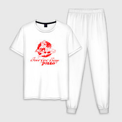 Пижама хлопковая мужская SURFER BOY PIZZA STRANGER THINGS 4, цвет: белый