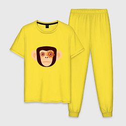 Пижама хлопковая мужская Злая кибер обезьяна, цвет: желтый