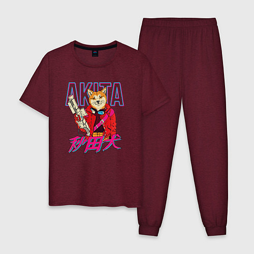 Мужская пижама Japanese Akita Inu / Меланж-бордовый – фото 1