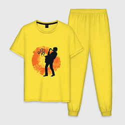 Пижама хлопковая мужская Jazz Fan, цвет: желтый