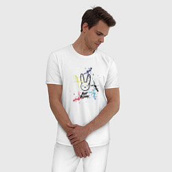 Пижама хлопковая мужская Bad Bunny Color, цвет: белый — фото 2