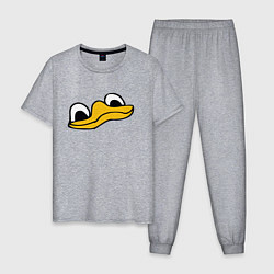 Пижама хлопковая мужская Утиная моська duck face, цвет: меланж