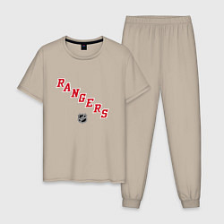 Пижама хлопковая мужская New York Rangers NHL, цвет: миндальный