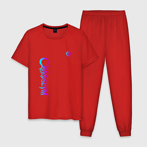 Мужская пижама Chaoseum Neon logo / Красный – фото 1