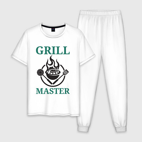 Мужская пижама Гриль мастер текст Grill master / Белый – фото 1