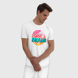 Пижама хлопковая мужская Майами Флорида, цвет: белый — фото 2