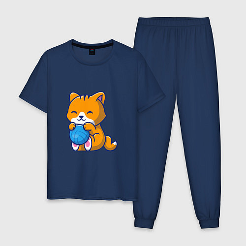 Мужская пижама Рыженький котик / Тёмно-синий – фото 1