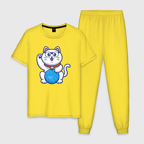 Мужская пижама Hello Cat / Желтый – фото 1