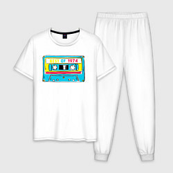 Пижама хлопковая мужская Лучшее из 1974 аудиокассета, цвет: белый