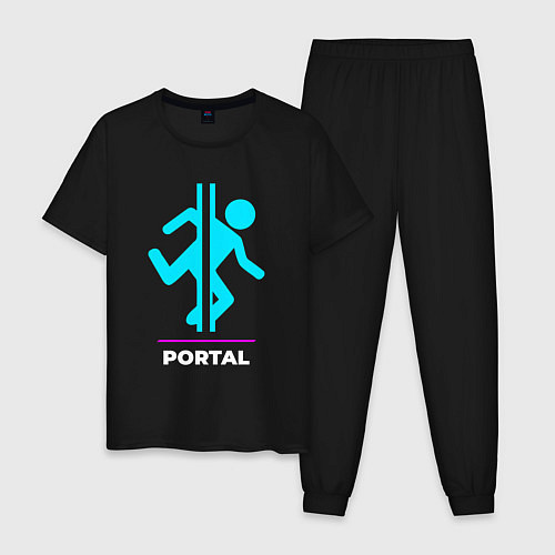 Мужская пижама Символ Portal в неоновых цветах / Черный – фото 1