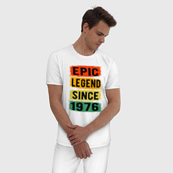 Пижама хлопковая мужская Эпичная легенда с 1976 года, цвет: белый — фото 2