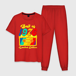Пижама хлопковая мужская Лучшее с 1976 аудиокассета, цвет: красный