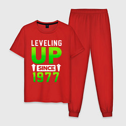 Пижама хлопковая мужская Повышение уровня с 1977 года, цвет: красный