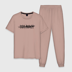 Пижама хлопковая мужская Papa roach Логотип, цвет: пыльно-розовый