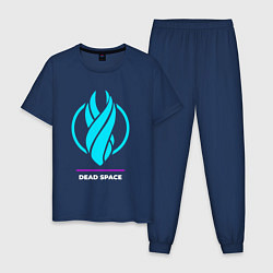 Пижама хлопковая мужская Символ Dead Space в неоновых цветах, цвет: тёмно-синий