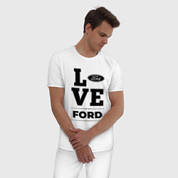 Пижама хлопковая мужская Ford Love Classic, цвет: белый — фото 2