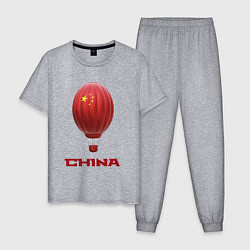 Пижама хлопковая мужская 3d aerostat China, цвет: меланж