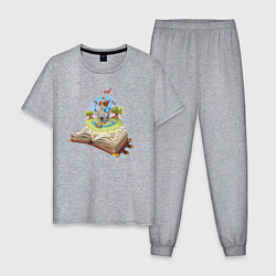 Пижама хлопковая мужская Книжный замок, цвет: меланж