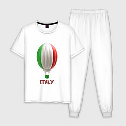 Пижама хлопковая мужская 3d aerostat Italy flag, цвет: белый