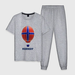 Пижама хлопковая мужская 3d aerostat Norway flag, цвет: меланж
