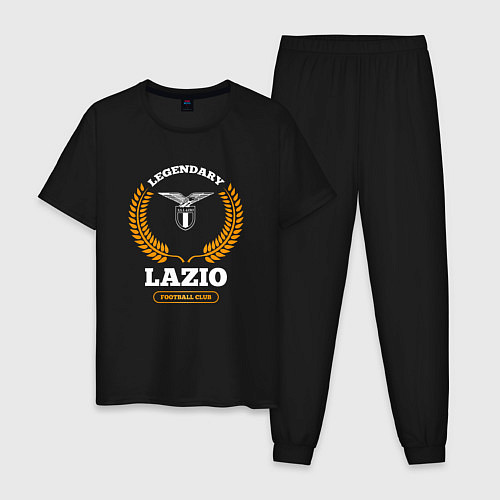 Мужская пижама Лого Lazio и надпись Legendary Football Club / Черный – фото 1