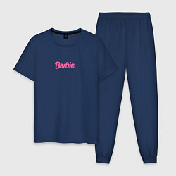Пижама хлопковая мужская Barbie mini logo, цвет: тёмно-синий