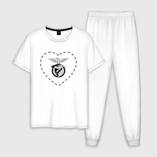 Мужская пижама Лого Benfica в сердечке / Белый – фото 1