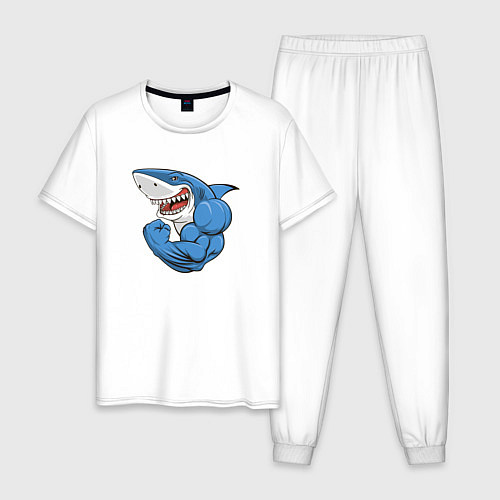 Мужская пижама Акула из Икеи на спорте / Белый – фото 1