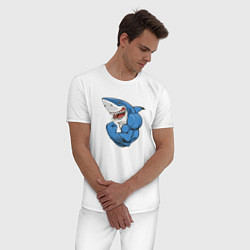 Пижама хлопковая мужская Акула из Икеи на спорте, цвет: белый — фото 2