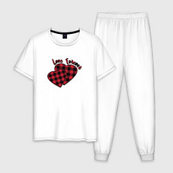Пижама хлопковая мужская Плюшевые сердца, цвет: белый