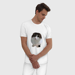 Пижама хлопковая мужская Wawa cat Oh The Misery Cat, цвет: белый — фото 2