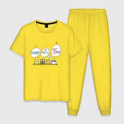 Пижама хлопковая мужская HAPPY BIRTHDAY TO YOU, цвет: желтый