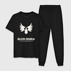 Пижама хлопковая мужская Кровавые ангелы лого винтаж, цвет: черный