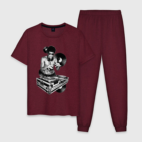 Мужская пижама Bruce Lee - Vinyl Dj / Меланж-бордовый – фото 1