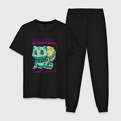 Пижама хлопковая мужская Механический бульбазавр, цвет: черный