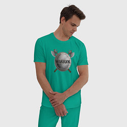 Пижама хлопковая мужская Я - ВОИН, цвет: зеленый — фото 2