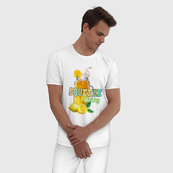 Пижама хлопковая мужская Лимонад в банке, цвет: белый — фото 2