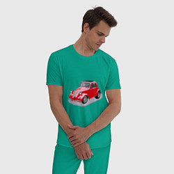 Пижама хлопковая мужская Фиат 500 Topolino, цвет: зеленый — фото 2