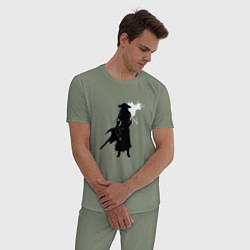 Пижама хлопковая мужская Самурай и белая луна, цвет: авокадо — фото 2