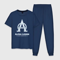 Пижама хлопковая мужская Альфа легион винтаж лого, цвет: тёмно-синий