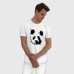 Пижама хлопковая мужская Прикольный панда - клякса, цвет: белый — фото 2