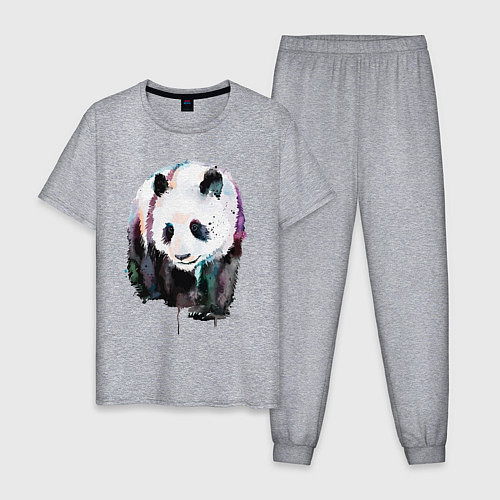 Мужская пижама Панда - акварель / Меланж – фото 1