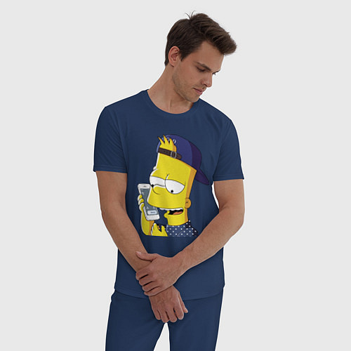 Мужская пижама Барт Симпсон разговаривает по мобиле / Тёмно-синий – фото 3