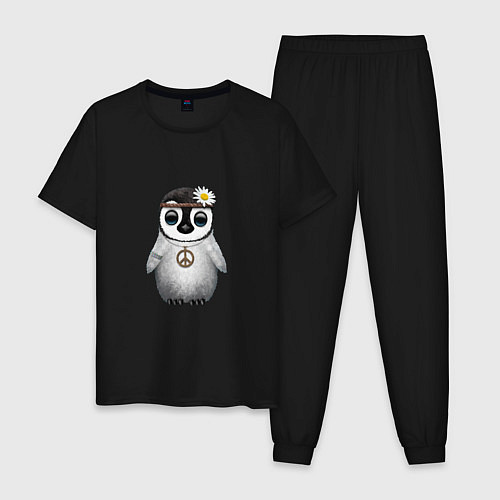 Мужская пижама Мир - Пингвин / Черный – фото 1