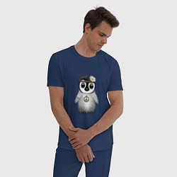 Пижама хлопковая мужская Мир - Пингвин, цвет: тёмно-синий — фото 2