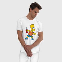 Пижама хлопковая мужская Барт Симпсон с баплончиком для граффити, цвет: белый — фото 2